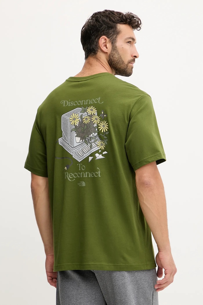 Odzież The North Face t-shirt bawełniany Connected Relaxed NF0A8EGWBRI1 zielony