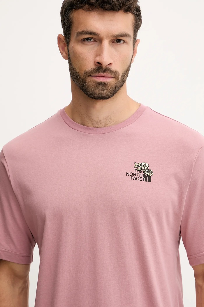 T-shirt bawełniany Flower Dome The North Face NF0A8EGXHCS1 różowy