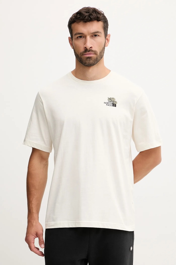 The North Face pamut póló Flower Dome pamut bézs NF0A8EGXQLI1