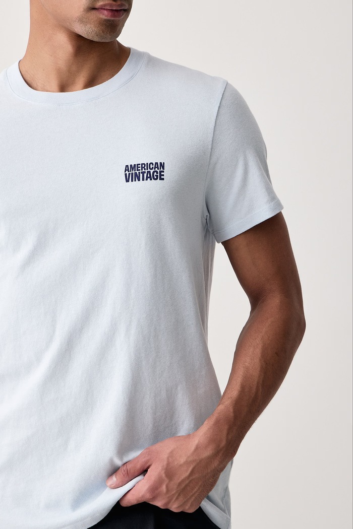 T-shirt męski bawełniany American Vintage MYKO02C niebieski