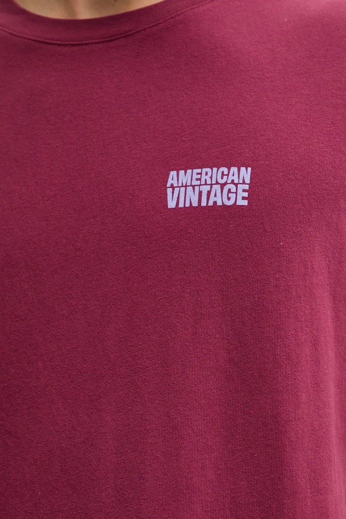 American Vintage t-shirt bawełniany MYKO02C bordowy