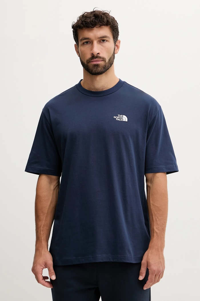 The North Face tricou din bumbac Essential imprimeu bleumarin NF0A87NR8K21