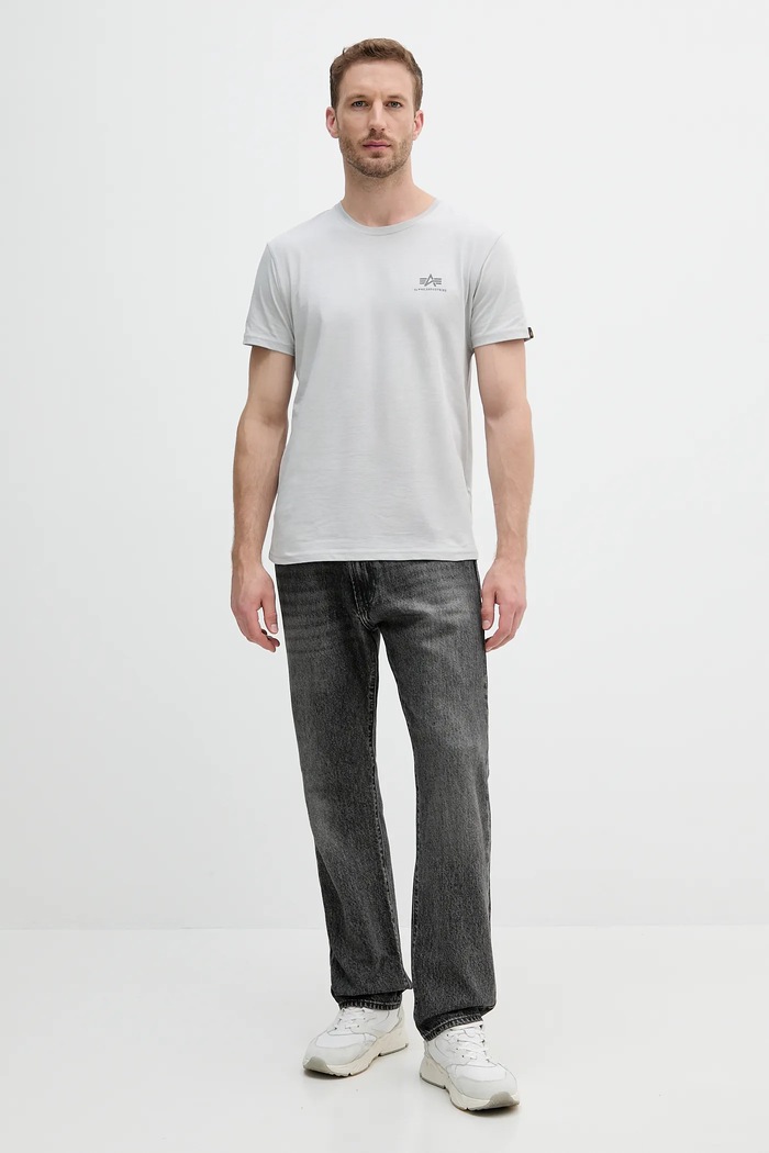 Bavlnené tričko Alpha Industries 188505.666 sivá SS26