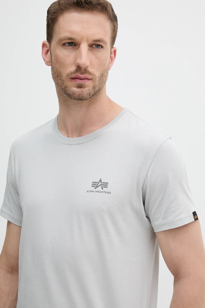Bavlnené tričko Alpha Industries sivá 188505.666