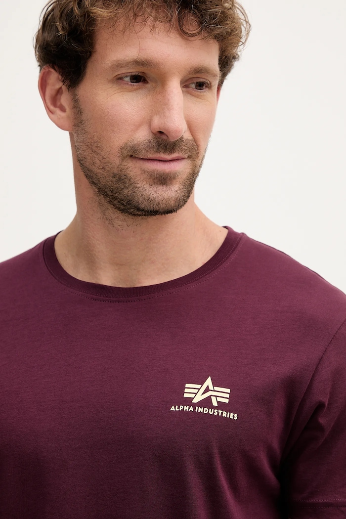 Ρούχα Βαμβακερό μπλουζάκι Alpha Industries 188505.608 μπορντό
