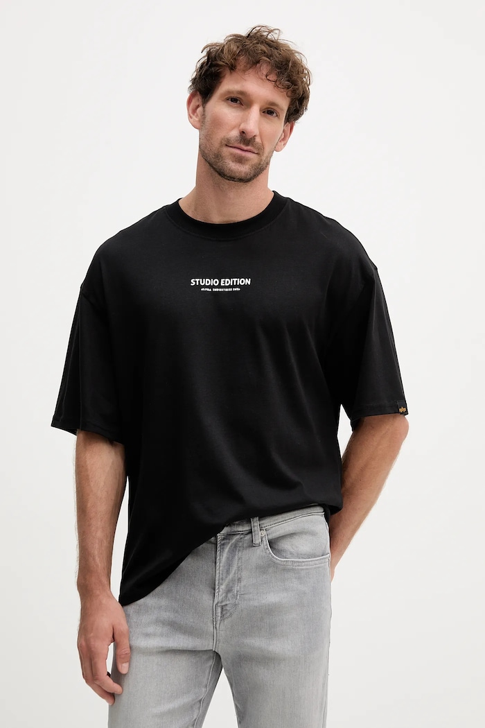 Oblečenie Bavlnené tričko Alpha Industries 156553.03 čierna