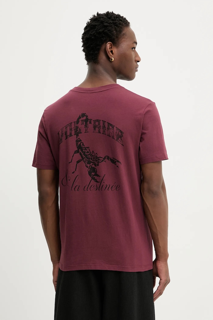 Bavlněné tričko ZADIG&VOLTAIRE potisk burgundské JMTS01741
