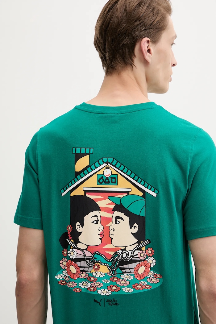 Памучна тениска Puma PUMA x SQUID GAME зелен 630706