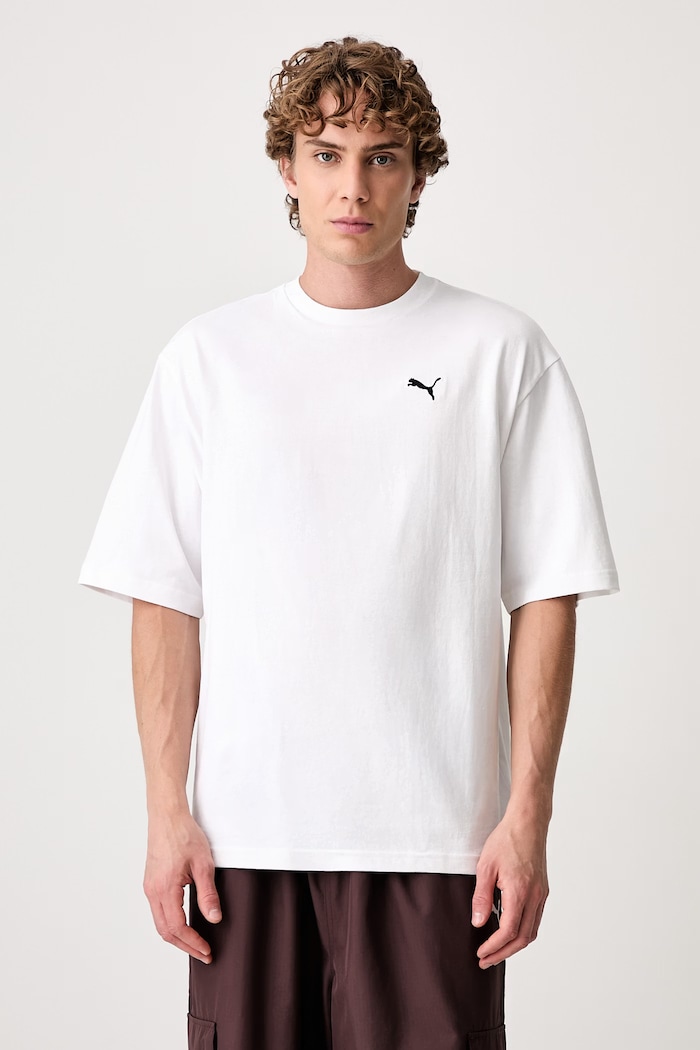 Puma maglietta basic da uomo in cotone Wardrobe Essential cotone bianco 629645