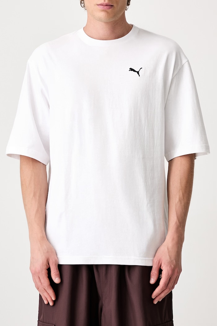Puma maglietta basic da uomo in cotone Wardrobe Essential 629645 bianco