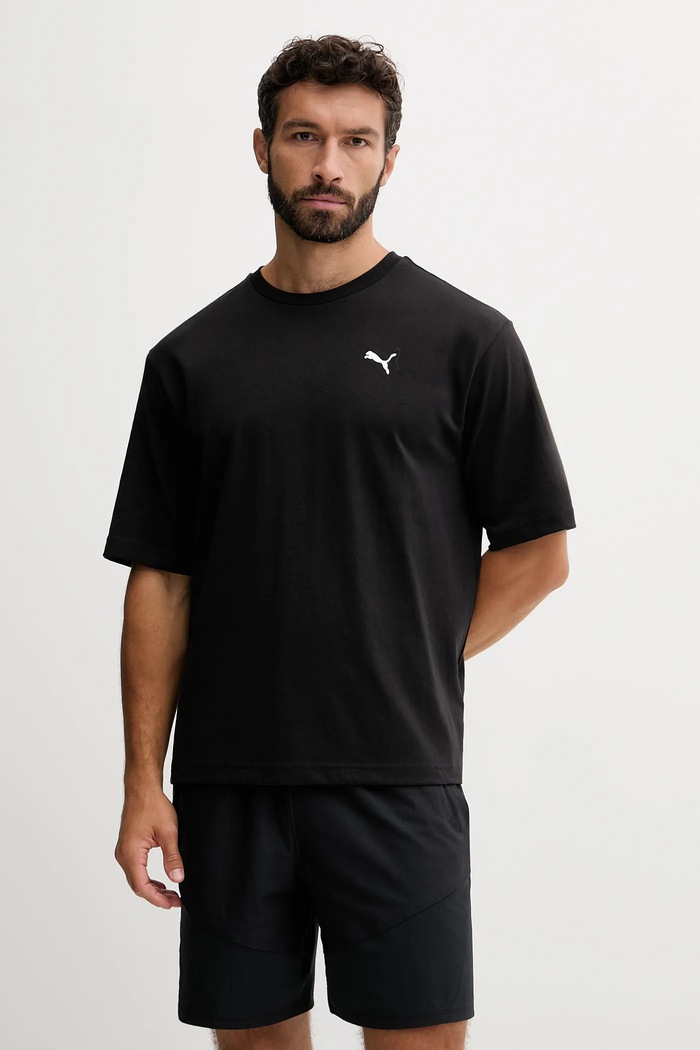 Bavlněné tričko Puma Wardrobe Essential kulatý černá 629645