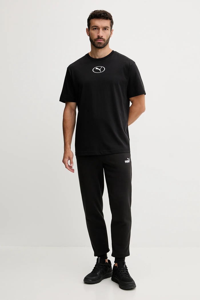 Βαμβακερό μπλουζάκι Puma 688242 μαύρο AW25