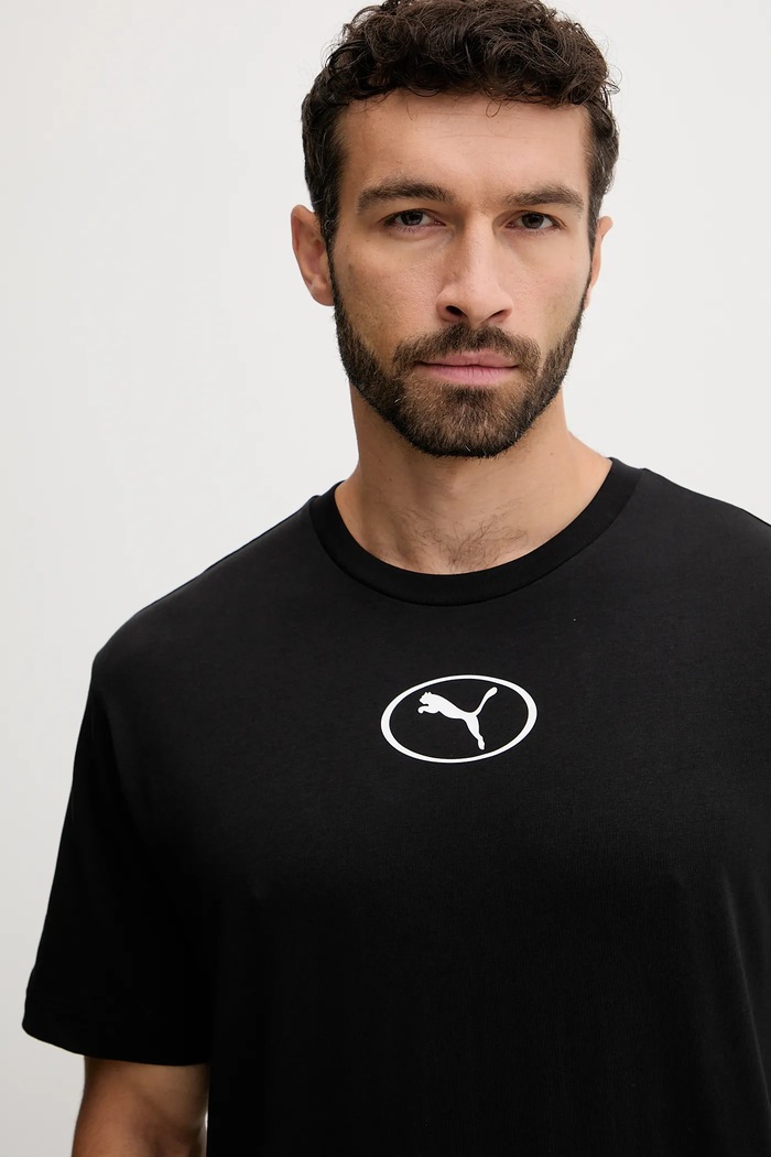 Βαμβακερό μπλουζάκι Puma μαύρο 688242