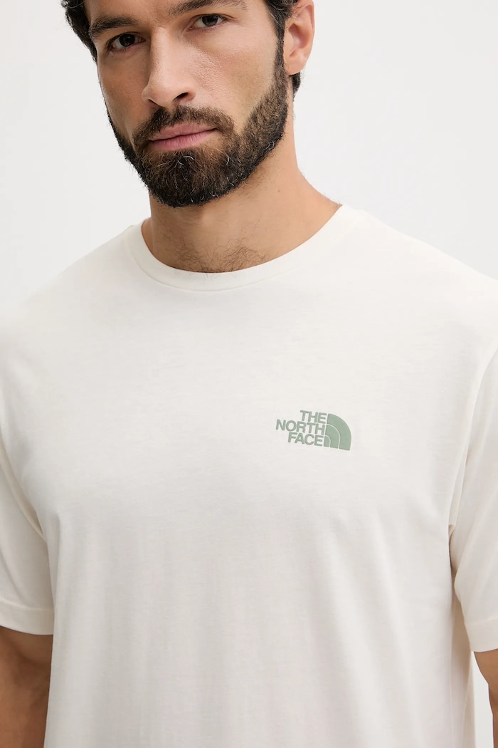 Βαμβακερό μπλουζάκι The North Face μπεζ NF0A8E4EQLI1