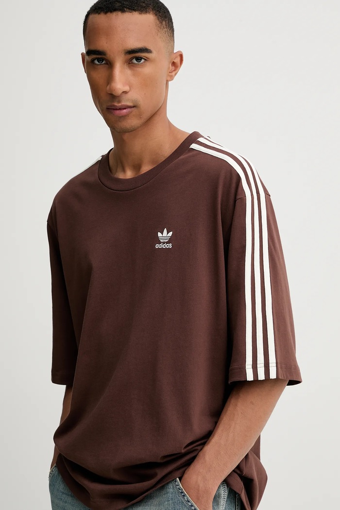 T-shirt bawełniany Oversize Tee adidas Originals KA0476 brązowy