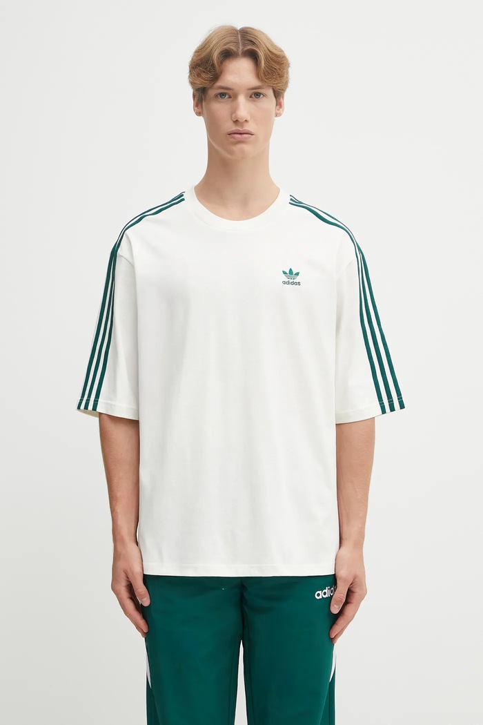 Βαμβακερό μπλουζάκι adidas Originals Oversize Tee χαλαρό μπεζ KA0478