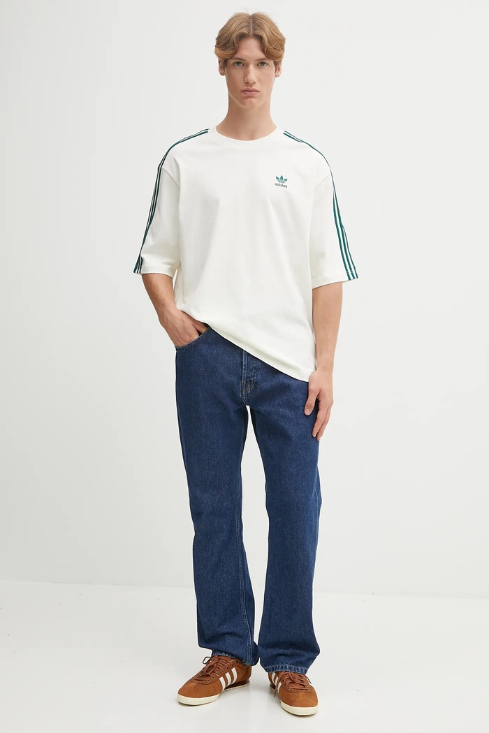 Βαμβακερό μπλουζάκι adidas Originals Oversize Tee KA0478 μπεζ AW25