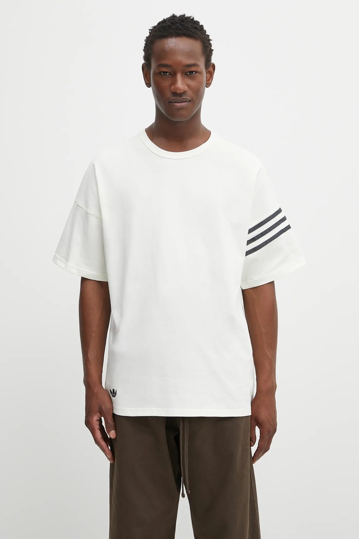 adidas Originals tricou din bumbac Neu C Tee uni bej HZ3698