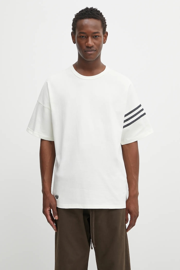 adidas Originals tricou din bumbac Neu C Tee uni bej HZ3698