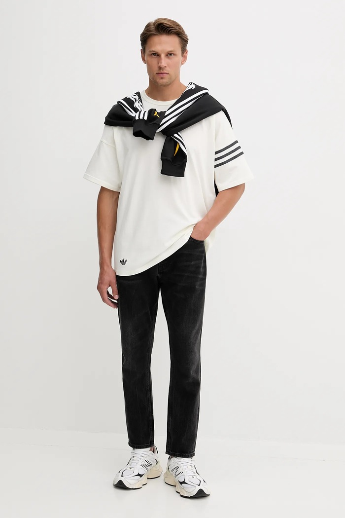 adidas Originals pamut póló Neu C Tee bézs HZ3698