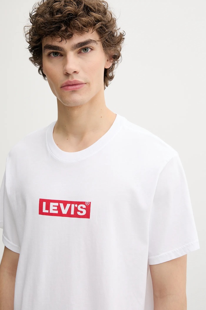 Βαμβακερό μπλουζάκι Levi's λευκό A2082.0204