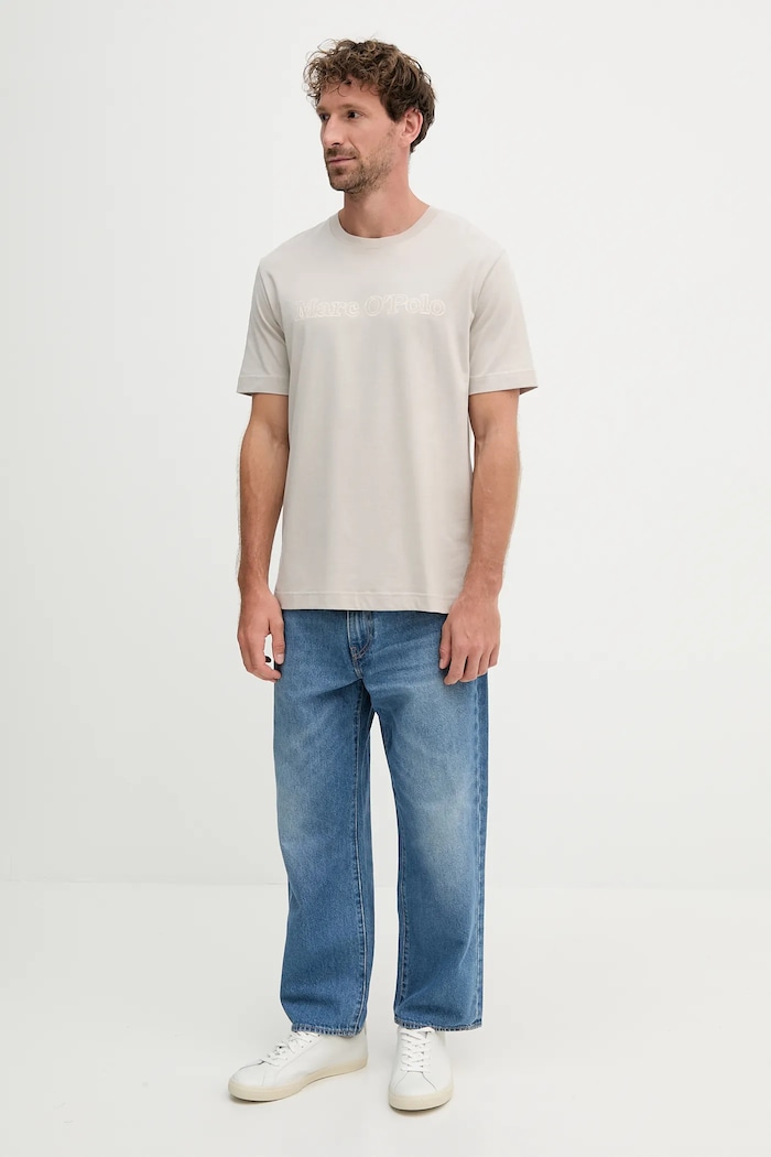 Bavlnené tričko Marc O'Polo 526201251154 béžová AW25