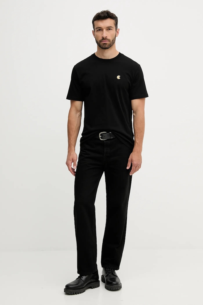 Just Cavalli t-shirt bawełniany 79OAHT06.CJ500 czarny AW25