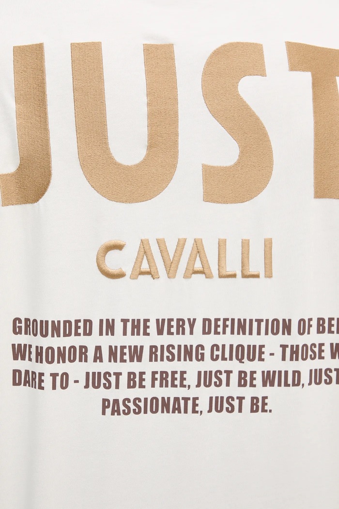 Just Cavalli t-shirt bawełniany 79OAHT17.CJ518 beżowy