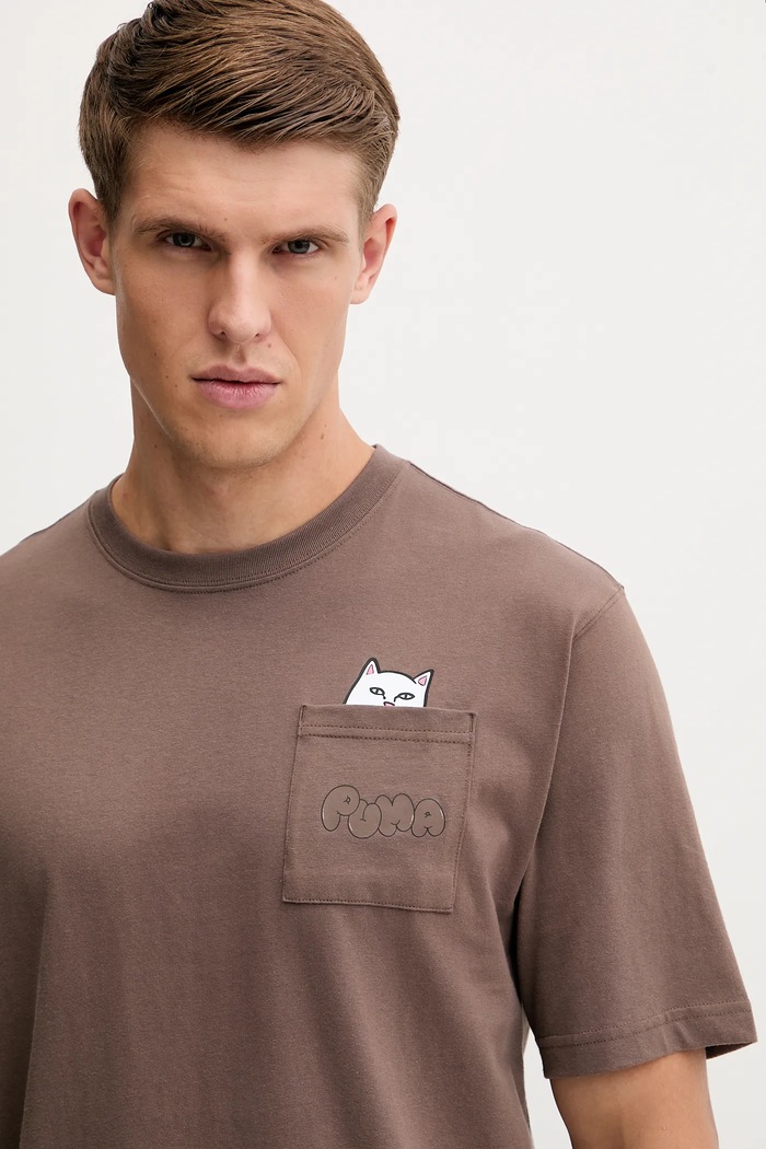 Бавовняна футболка Puma x RIPNDIP коричневий 633779