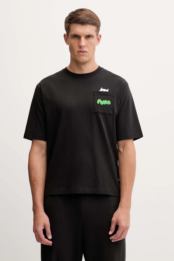 Памучна тениска Puma x RIPNDIP свободна черен 633779