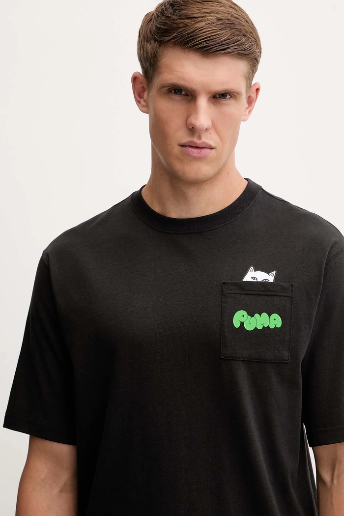 Памучна тениска Puma x RIPNDIP черен 633779