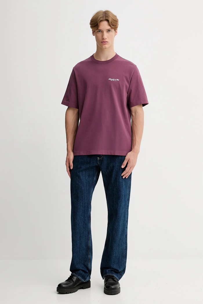 Βαμβακερό μπλουζάκι Abercrombie & Fitch KI123.5091.610 μωβ AW25