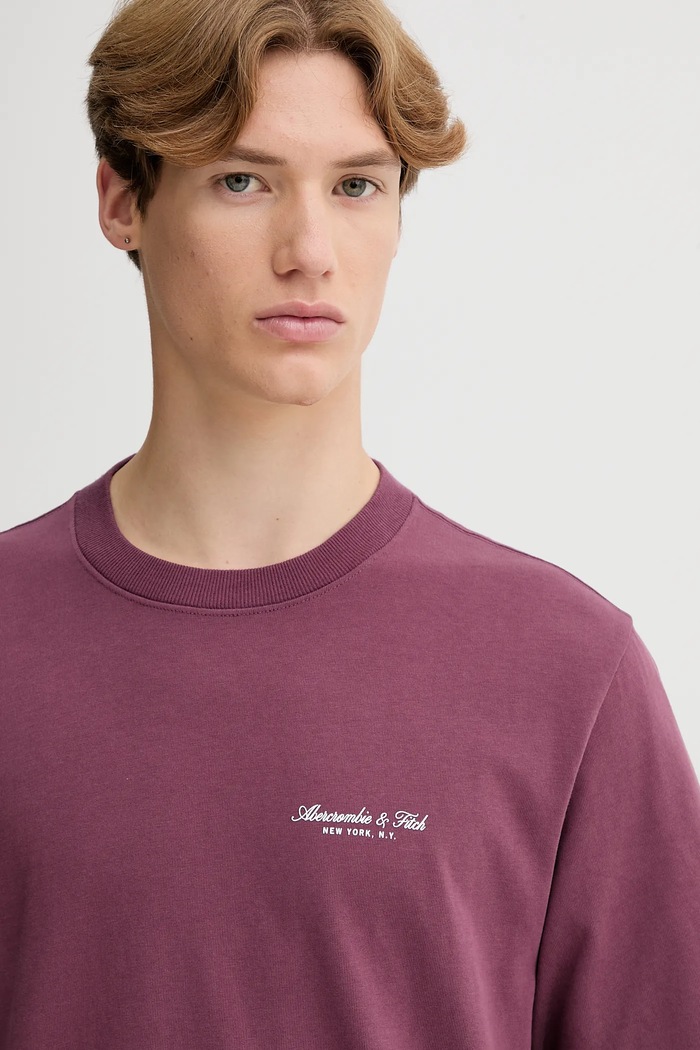 Βαμβακερό μπλουζάκι Abercrombie & Fitch μωβ KI123.5091.610