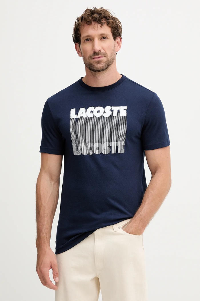 Tričko Lacoste potlač tmavomodrá TH4781