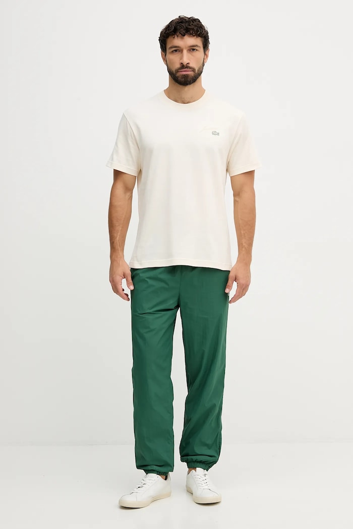 Lacoste T-shirt bawełniany TH5492 beżowy AW25