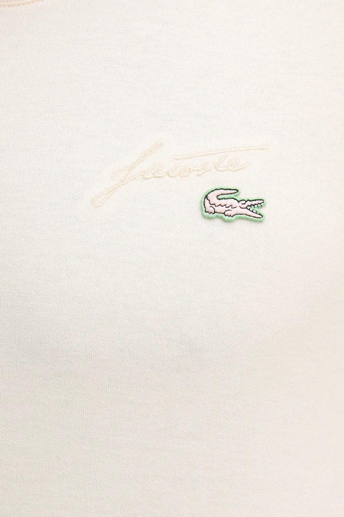 T-shirt bawełniany Lacoste beżowy TH5492