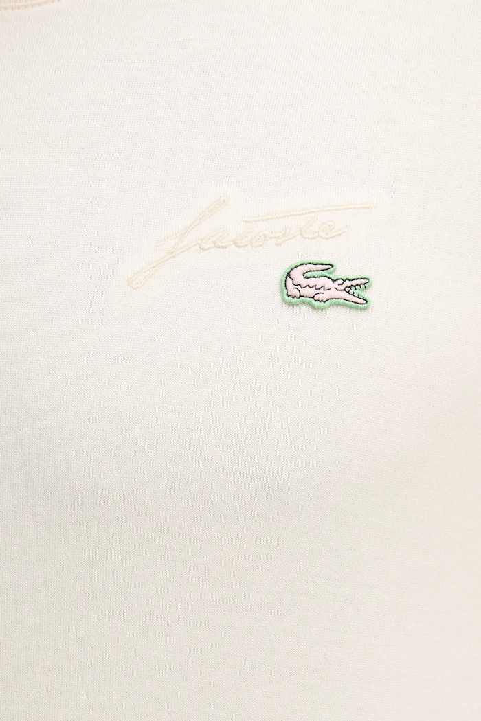 T-shirt bawełniany Lacoste beżowy TH5492