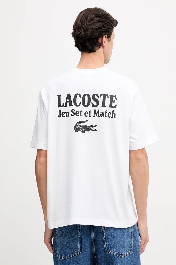 Bavlnené tričko Lacoste relaxed biela TH5950