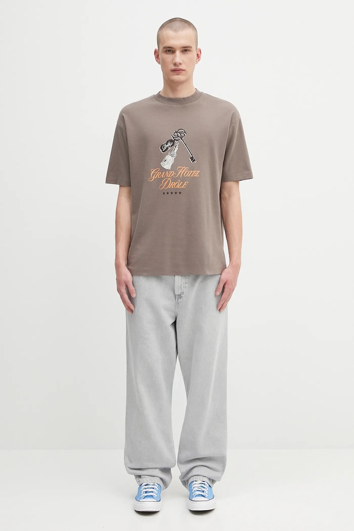 Drôle de Monsieur t-shirt bawełniany Le Tshirt Grand HUtel H.TS261.CO002 brązowy