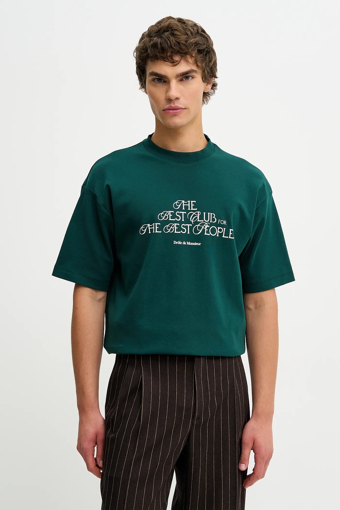 Drôle de Monsieur tričko pánské bavlněné Le T-shirt "The Best Club" regular zelená I.TS273.CO002