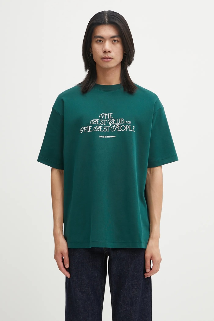 Drôle de Monsieur Le T-shirt "The Best Club" t-shirt cotton Men's regular green I.TS273.CO002