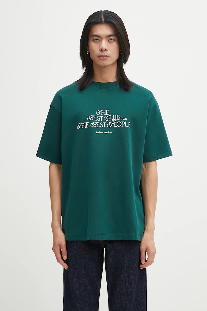 Drôle de Monsieur Le T-shirt "The Best Club" t-shirt cotton Men's regular green I.TS273.CO002