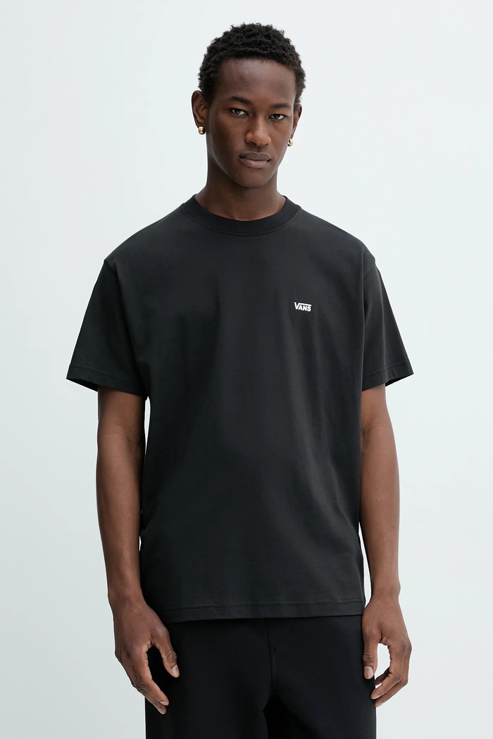 Bavlněné tričko Vans hladký černá VN000R9XBLK1