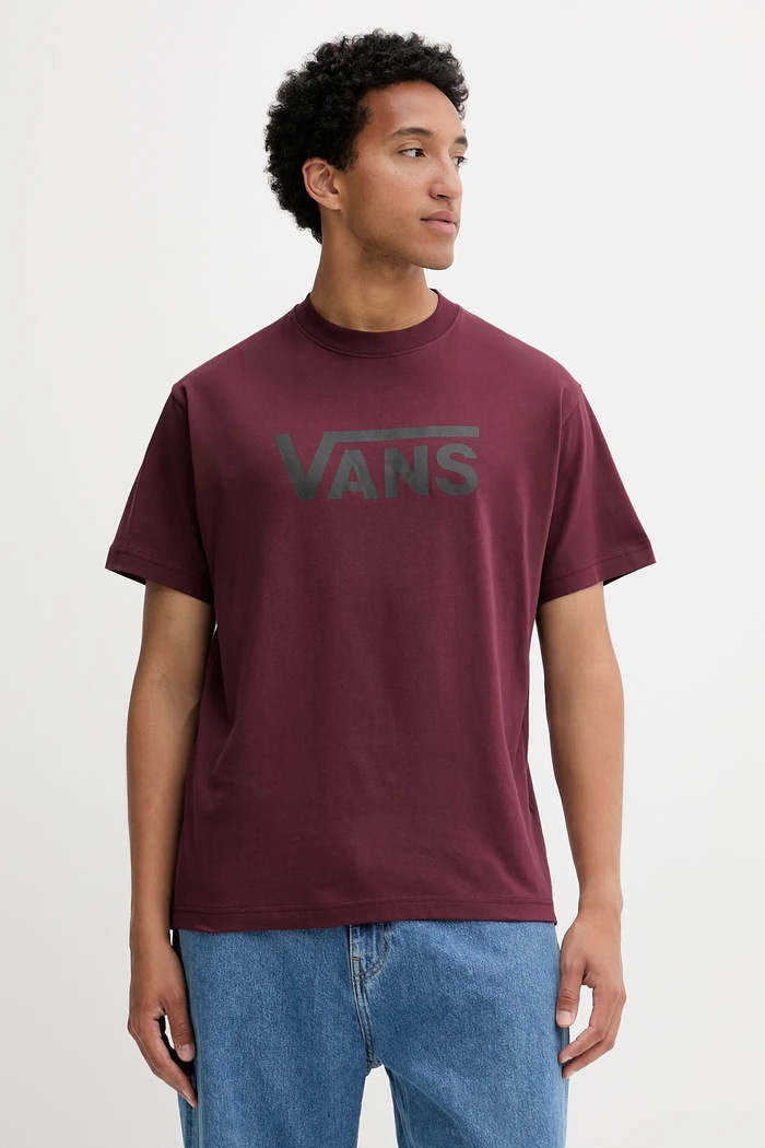 Βαμβακερό μπλουζάκι Vans βαμβάκι μπορντό VN000RA14QU1