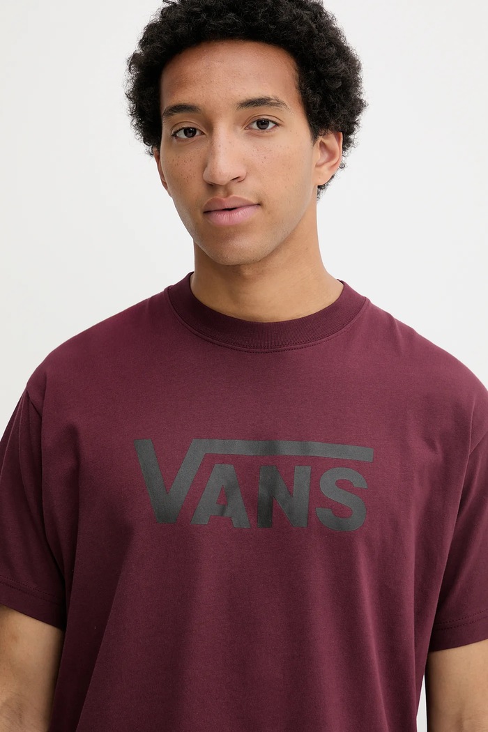 Βαμβακερό μπλουζάκι Vans μπορντό VN000RA14QU1