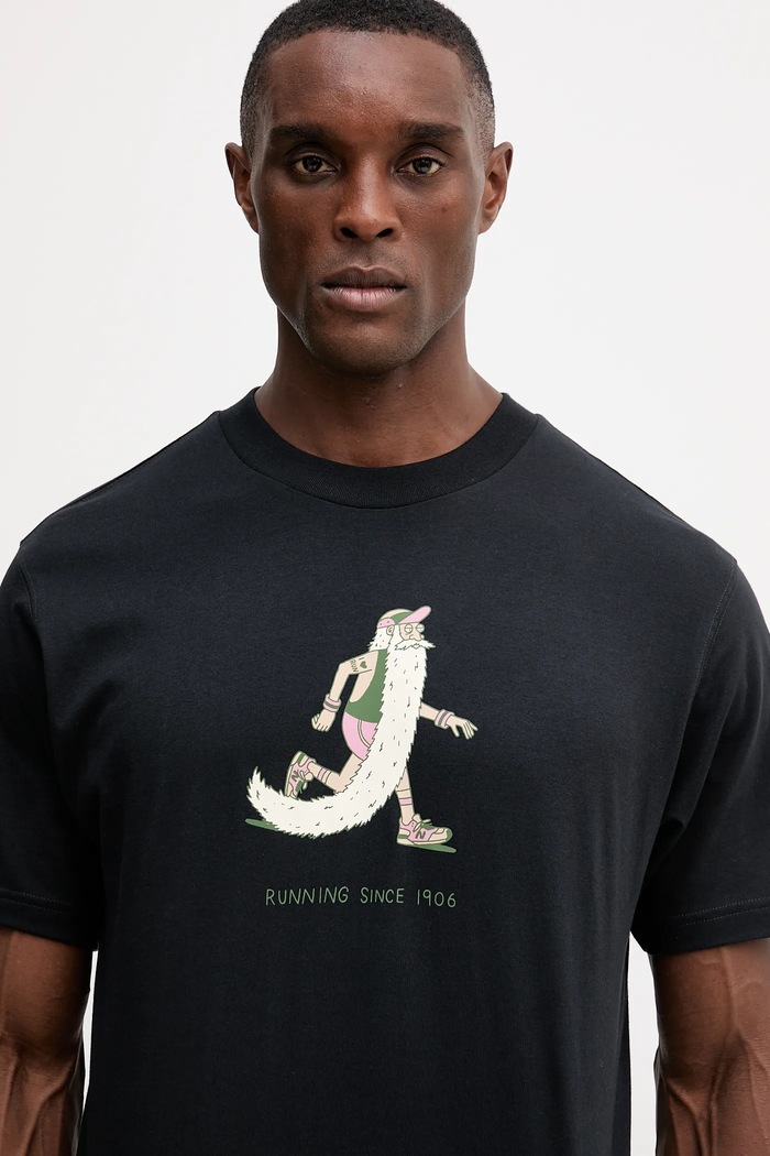New Balance t-shirt bawełniany czarny MT53941BK