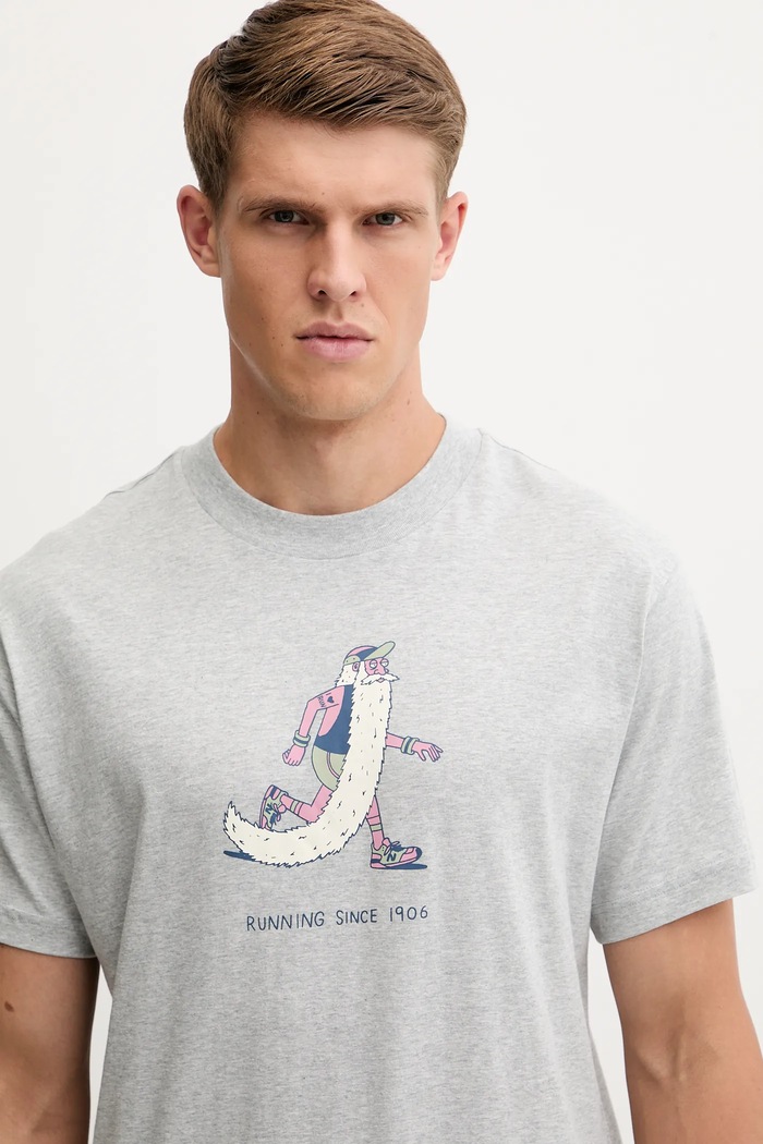 New Balance t-shirt in cotone grigio MT53941AG