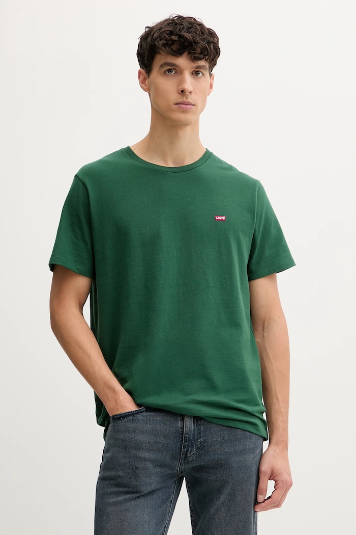 Bombažna kratka majica Levi's Brez vzorca zelena 56605.0292