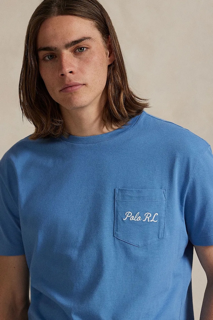 Bavlněné tričko Polo Ralph Lauren modrá 710P00084
