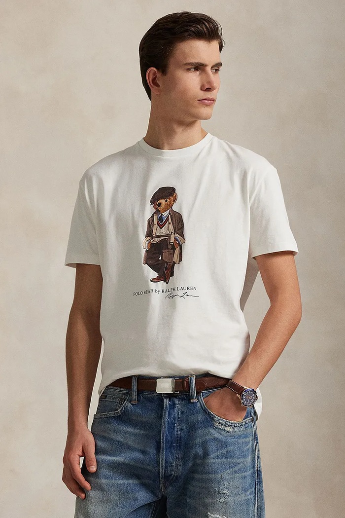 Памучна тениска Polo Ralph Lauren вталена бял 710P00085